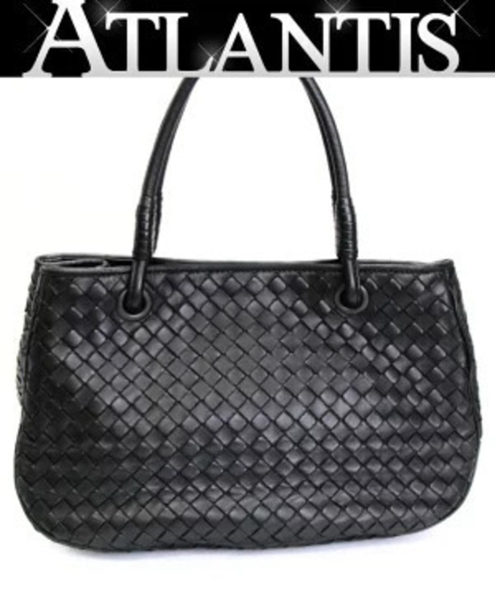 Bottega Veneta Intrecciato Top Handle Bag woven leather Black